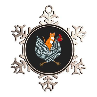 Ginger Cat Chicken Ride Orange Cat Chicken  Metallic Star Ornament