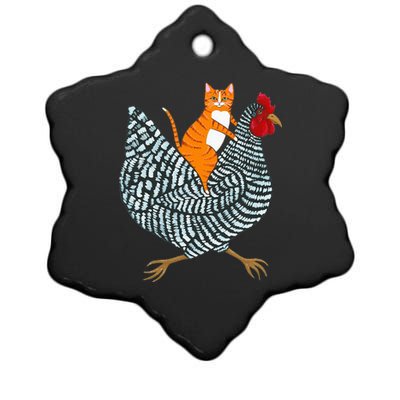 Ginger Cat Chicken Ride Orange Cat Chicken  Ceramic Star Ornament