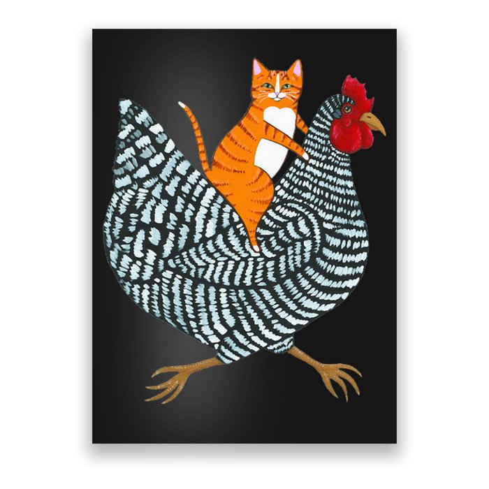 Ginger Cat Chicken Ride Orange Cat Chicken  Poster