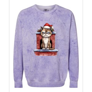 Grumpy Christmas Cat Chimney Colorblast Crewneck Sweatshirt