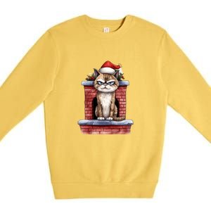 Grumpy Christmas Cat Chimney Premium Crewneck Sweatshirt