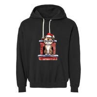 Grumpy Christmas Cat Chimney Garment-Dyed Fleece Hoodie