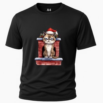 Grumpy Christmas Cat Chimney Performance Shirt