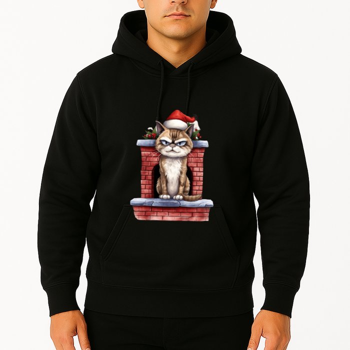 Grumpy Christmas Cat Chimney Hoodie