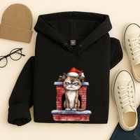 Grumpy Christmas Cat Chimney Hoodie