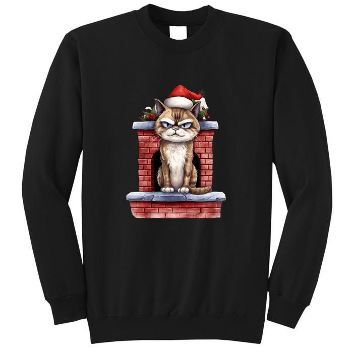 Grumpy Christmas Cat Chimney Sweatshirt