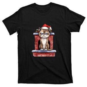 Grumpy Christmas Cat Chimney T-Shirt