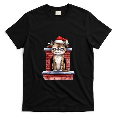 Grumpy Christmas Cat Chimney T-Shirt