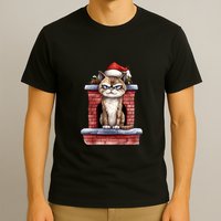 Grumpy Christmas Cat Chimney T-Shirt