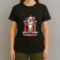 Grumpy Christmas Cat Chimney T-Shirt