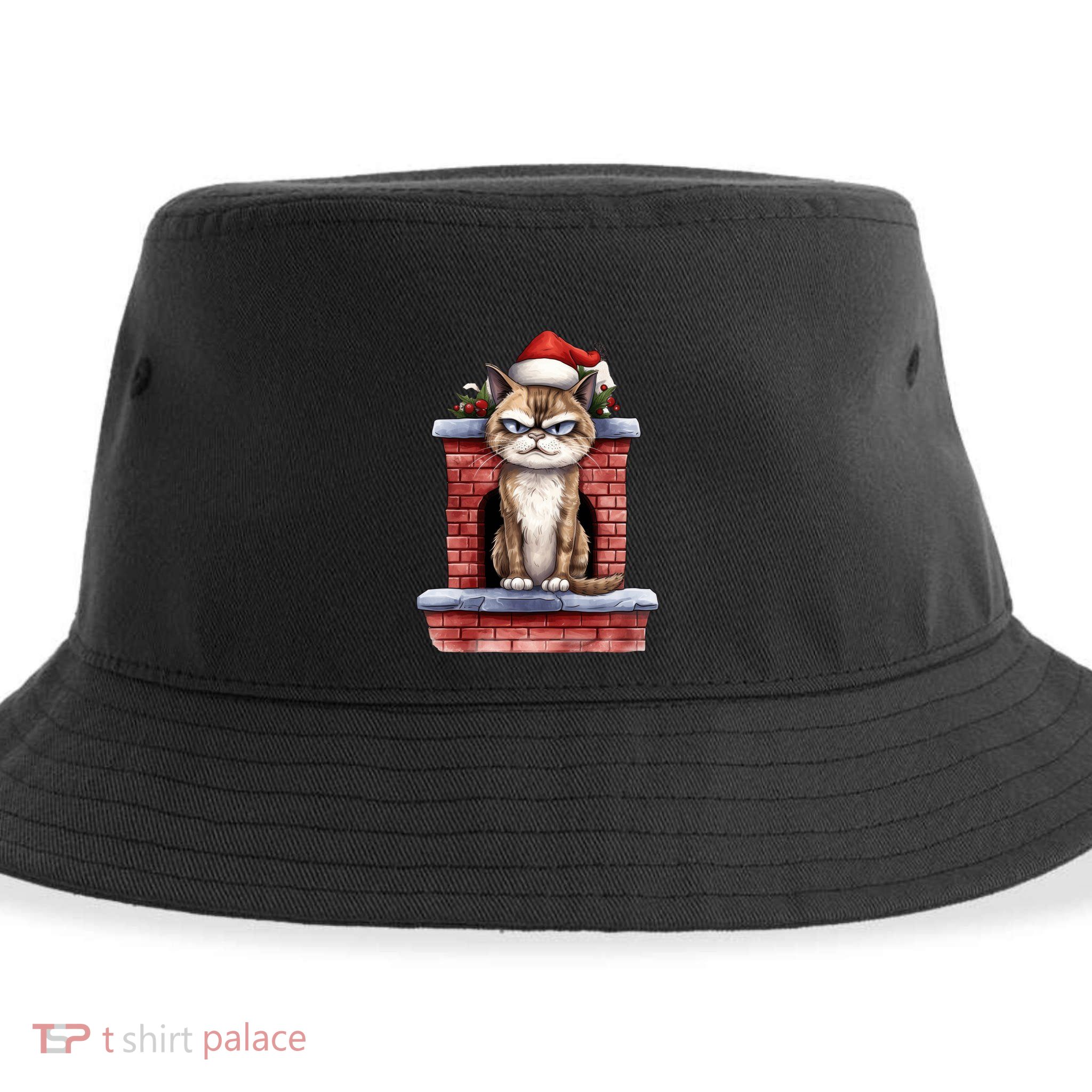 Grumpy Christmas Cat Chimney Sustainable Bucket Hat