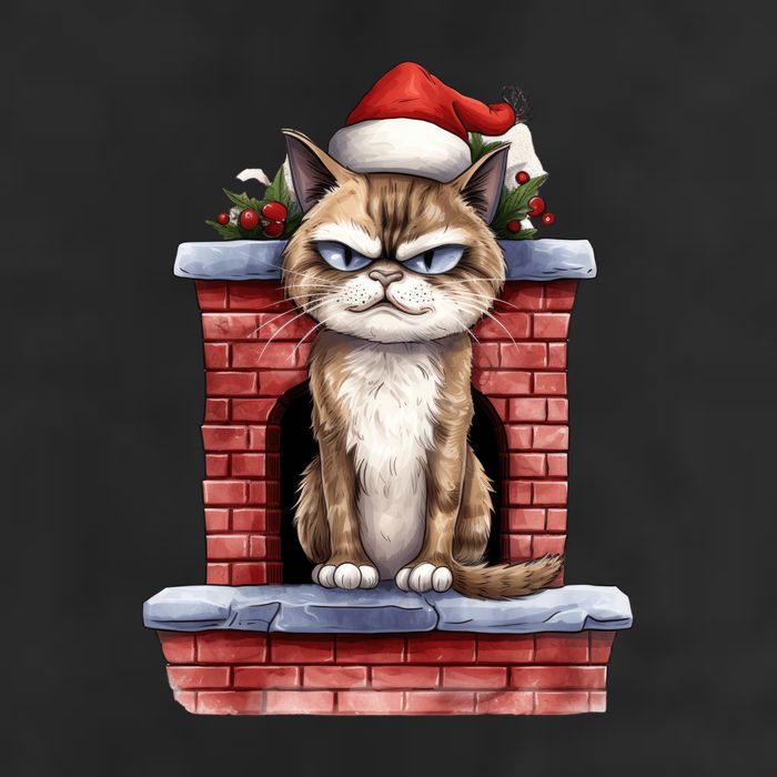Grumpy Christmas Cat Chimney Adult Drive Performance Visor
