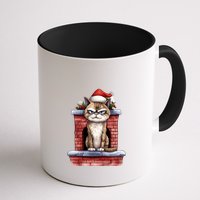 Grumpy Christmas Cat Chimney Mug