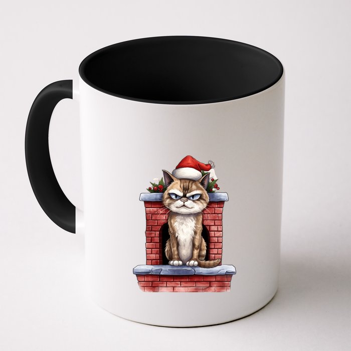 Grumpy Christmas Cat Chimney Mug
