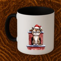 Grumpy Christmas Cat Chimney Mug