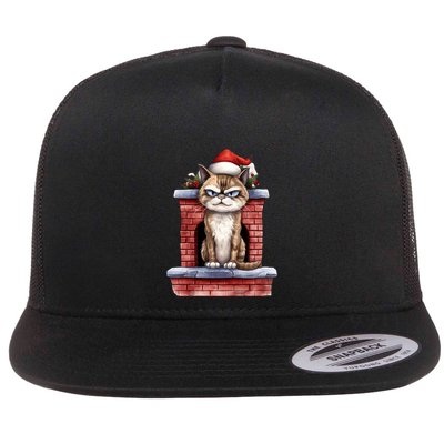 Grumpy Christmas Cat Chimney Flatbill Hat