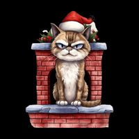 Grumpy Christmas Cat Chimney 16 in Basic Backpack