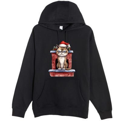Grumpy Christmas Cat Chimney Premium Pullover Hoodie