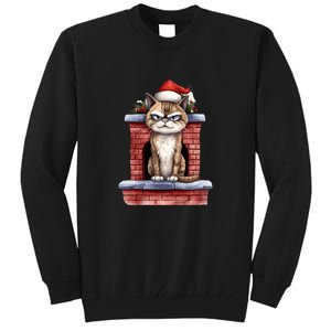 Grumpy Christmas Cat Chimney Tall Sweatshirt