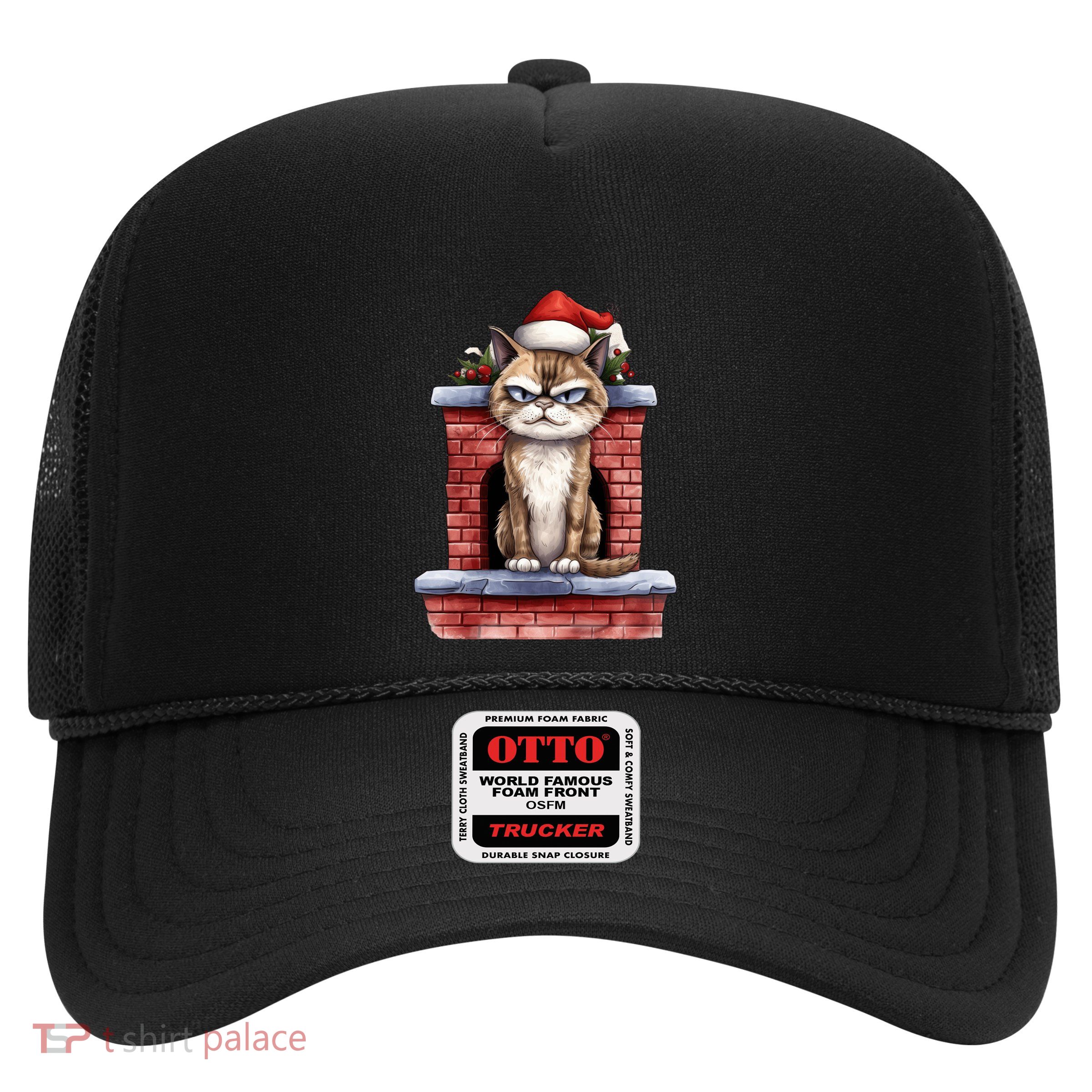 Grumpy Christmas Cat Chimney Trucker Hat