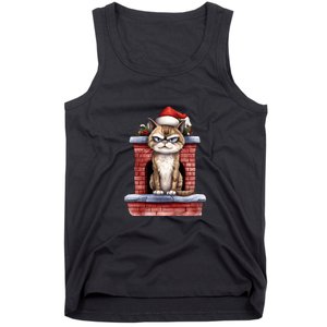 Grumpy Christmas Cat Chimney Tank Top