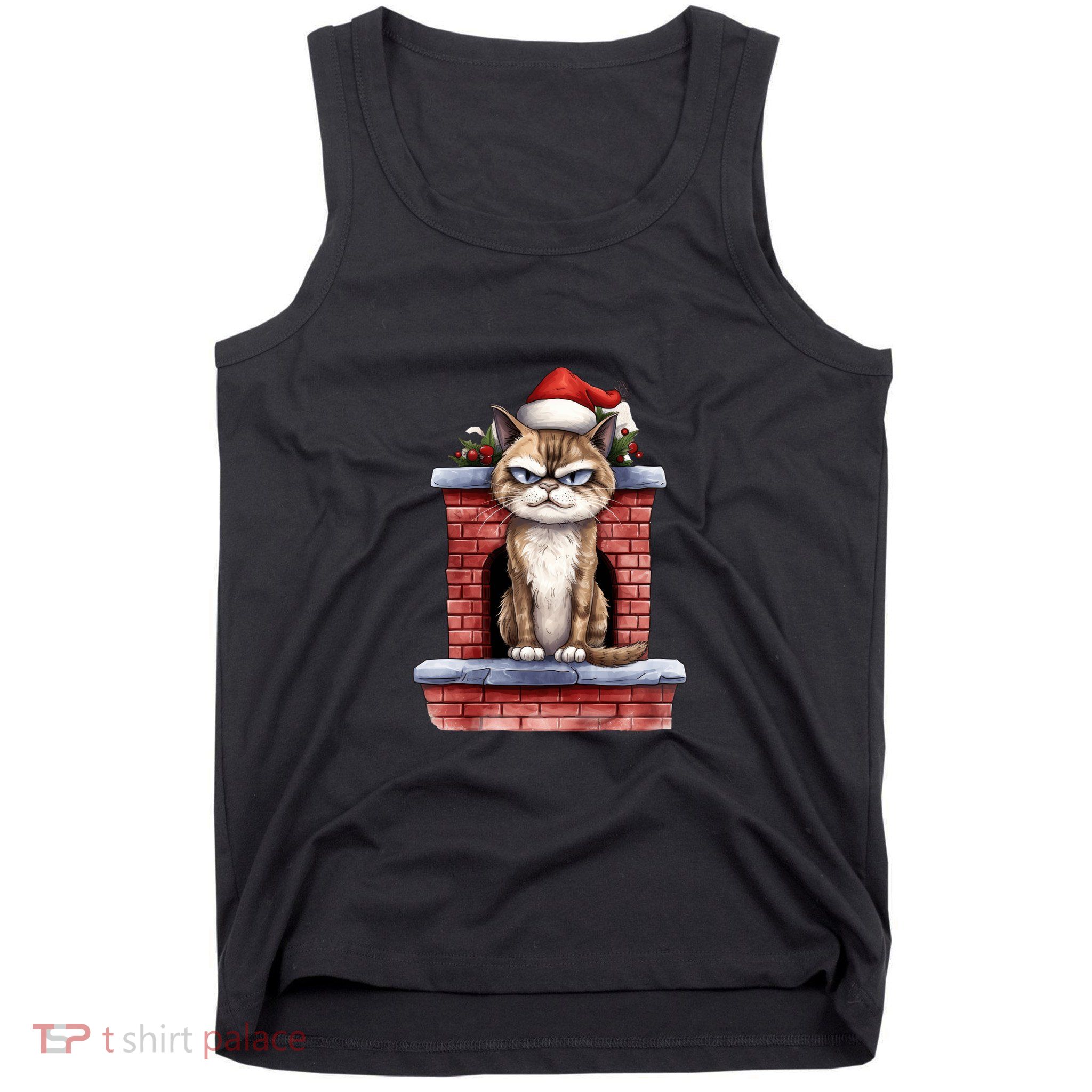 Grumpy Christmas Cat Chimney Tank Top