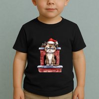 Grumpy Christmas Cat Chimney Toddler T-Shirt