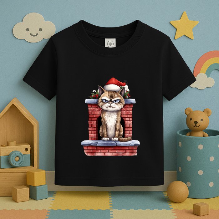 Grumpy Christmas Cat Chimney Toddler T-Shirt
