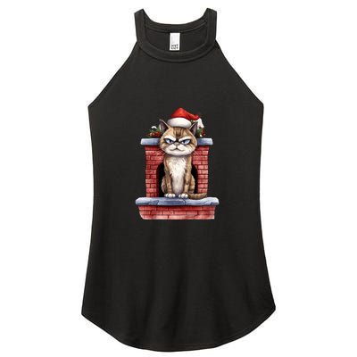 Grumpy Christmas Cat Chimney Women's Perfect Tri Rocker Tank