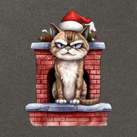 Grumpy Christmas Cat Chimney Cotton Canvas Backpack