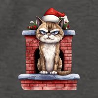 Grumpy Christmas Cat Chimney Vector Backpack