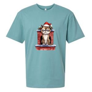 Grumpy Christmas Cat Chimney Sueded Cloud Jersey T-Shirt