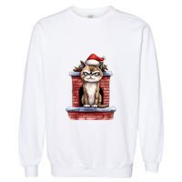 Grumpy Christmas Cat Chimney Garment-Dyed Sweatshirt
