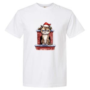 Grumpy Christmas Cat Chimney Garment-Dyed Heavyweight T-Shirt