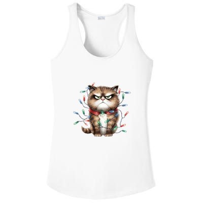 Grumpy Christmas Cat Lights Ladies PosiCharge Competitor Racerback Tank