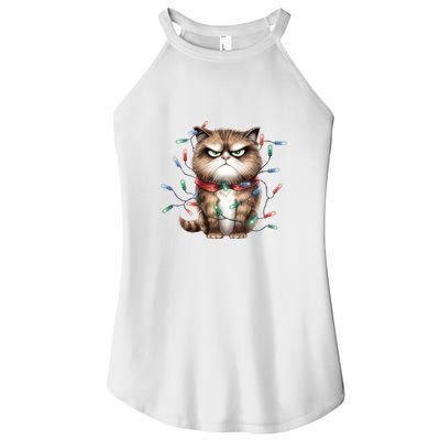 Grumpy Christmas Cat Lights Women's Perfect Tri Rocker Tank