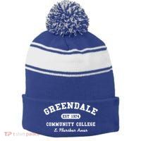 Greendale Community College E Pluribus Anus Gift Stripe Pom Pom Beanie