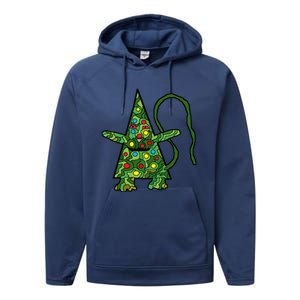 Green Christmas Cat For Holidays Performance Fleece Hoodie