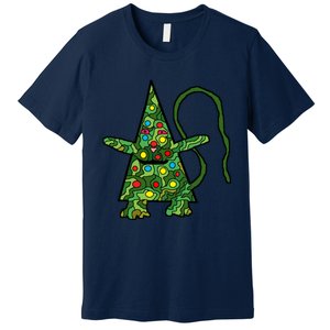 Green Christmas Cat For Holidays Premium T-Shirt