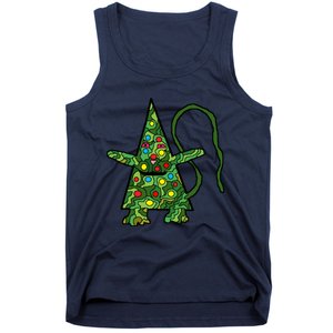 Green Christmas Cat For Holidays Tank Top