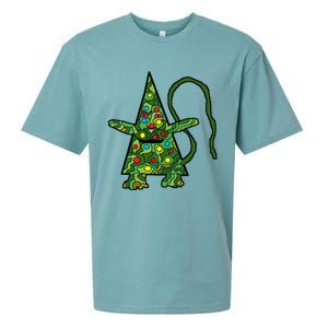 Green Christmas Cat For Holidays Sueded Cloud Jersey T-Shirt