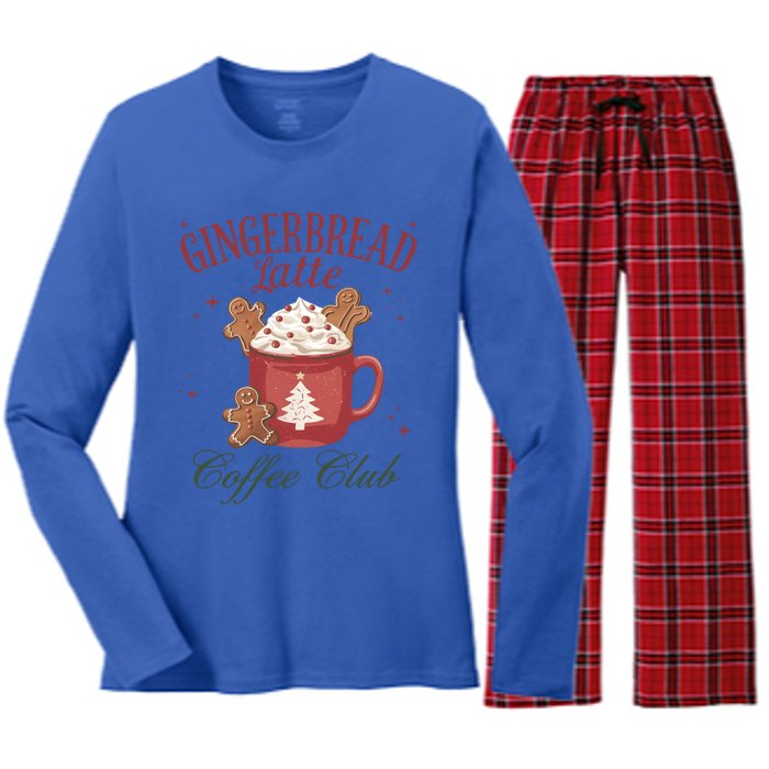 Gingerbread Coffee Christmas Holiday Season Xmas Gift Women's Long Sleeve Flannel Pajama Set 