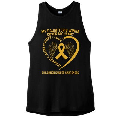 Gold Childhood Cancer Awareness In Memory Of My Daughter Ladies PosiCharge Tri-Blend Wicking Tank