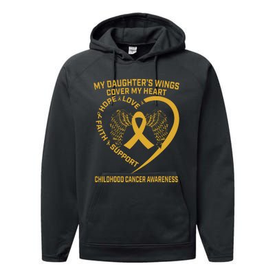 Gold Childhood Cancer Awareness In Memory Of My Daughter Performance Fleece Hoodie