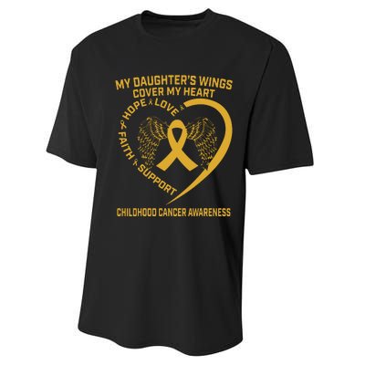 Gold Childhood Cancer Awareness In Memory Of My Daughter Performance Sprint T-Shirt