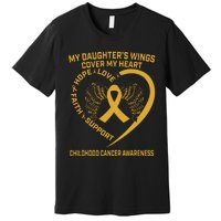 Gold Childhood Cancer Awareness In Memory Of My Daughter Premium T-Shirt