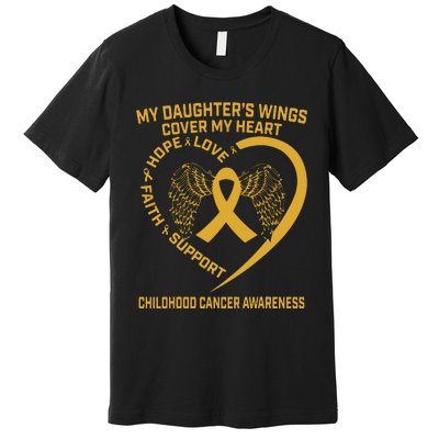 Gold Childhood Cancer Awareness In Memory Of My Daughter Premium T-Shirt