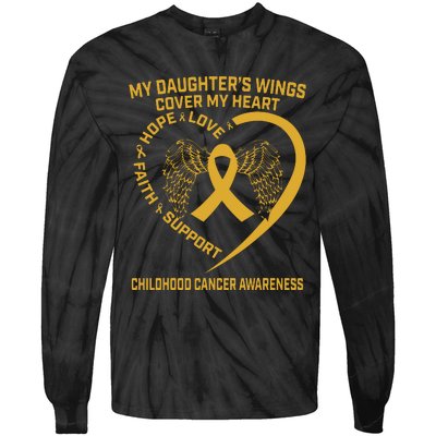 Gold Childhood Cancer Awareness In Memory Of My Daughter Tie-Dye Long Sleeve Shirt