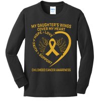 Gold Childhood Cancer Awareness In Memory Of My Daughter Kids Long Sleeve Shirt