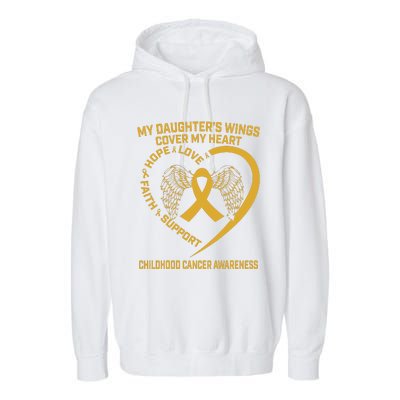 Gold Childhood Cancer Awareness In Memory Of My Daughter Garment-Dyed Fleece Hoodie